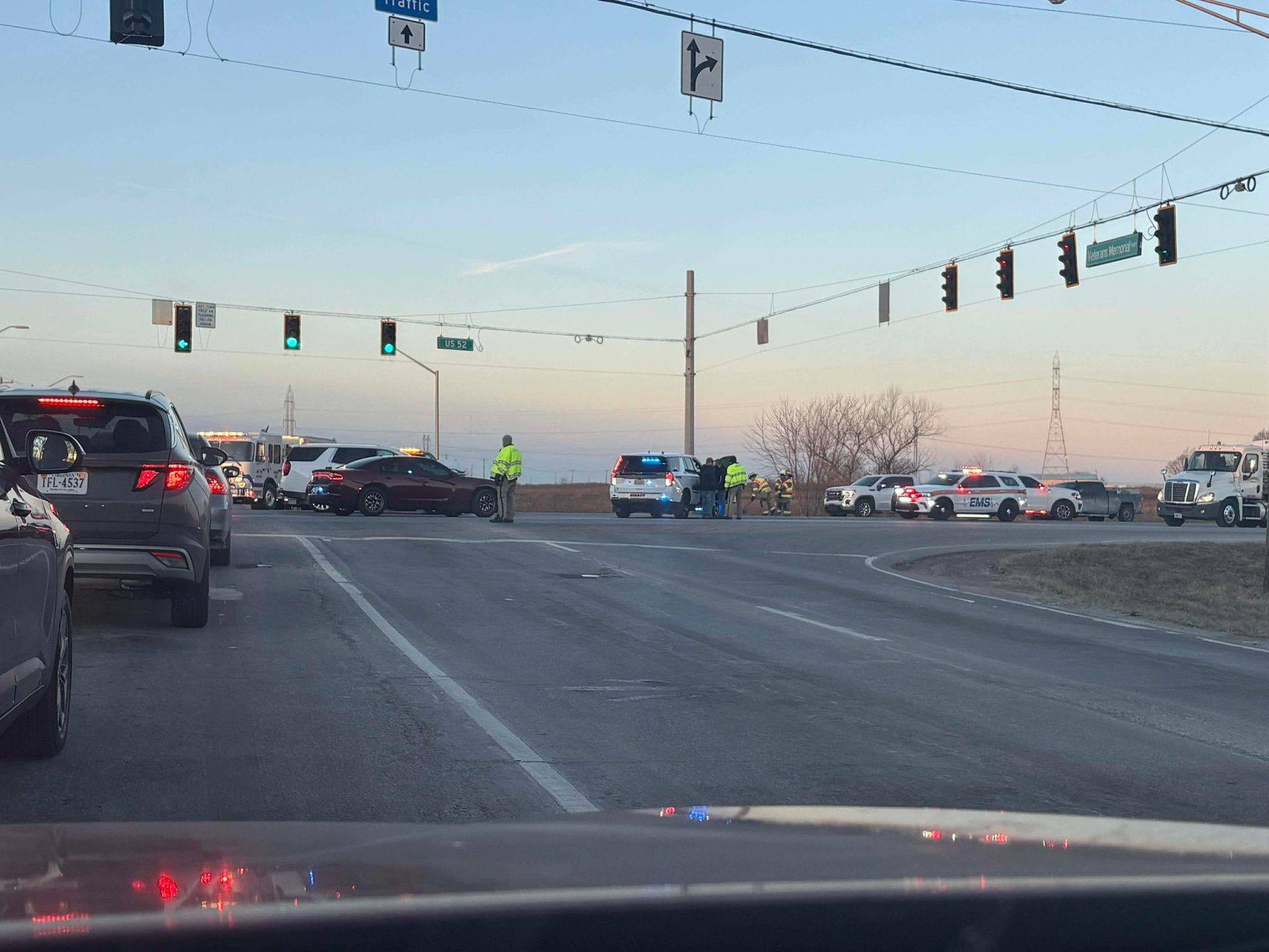 Crews working an intersection crash